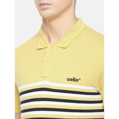 Yellow Striped Cotton T-Shirt