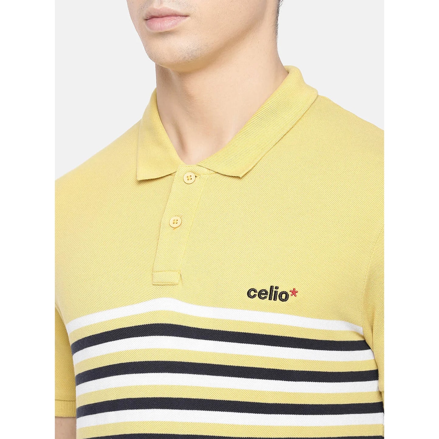 Yellow Striped Cotton Polo