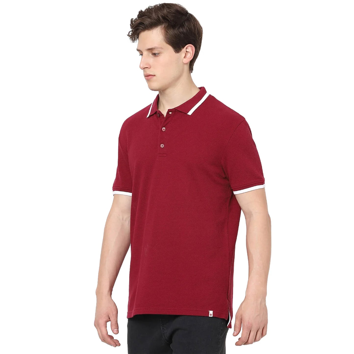 White Solid Cotton Blend Polo