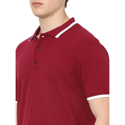 White Solid Cotton Blend Polo