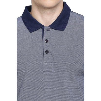 Blue Striped Cotton Polo