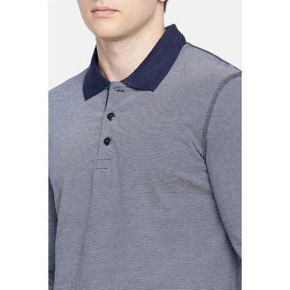 Blue Striped Cotton Polo