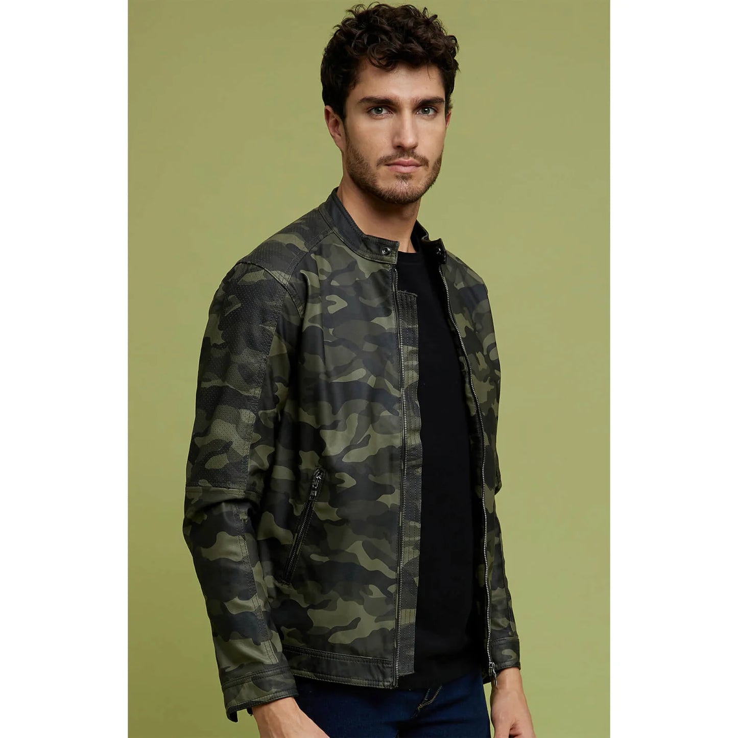 Green Camouflage Polyester Jacket