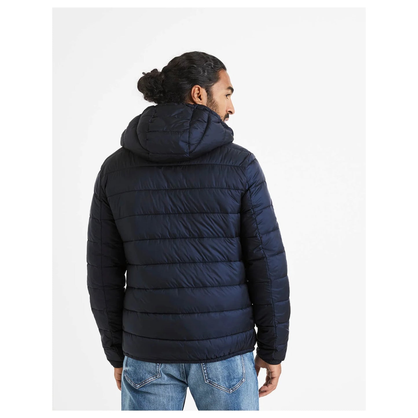 Navy Blue Solid Polyamide Jacket