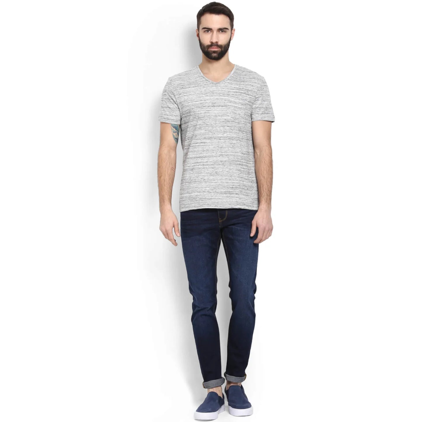 Grey Solid Cotton T-shirt