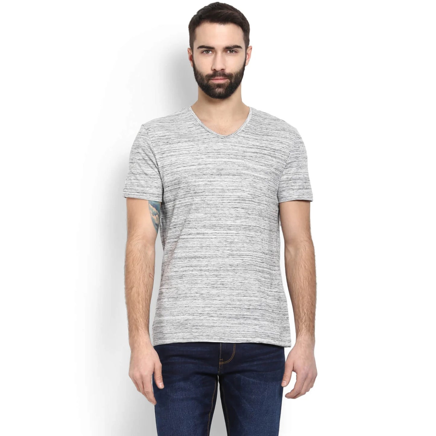 Grey Solid Cotton T-shirt