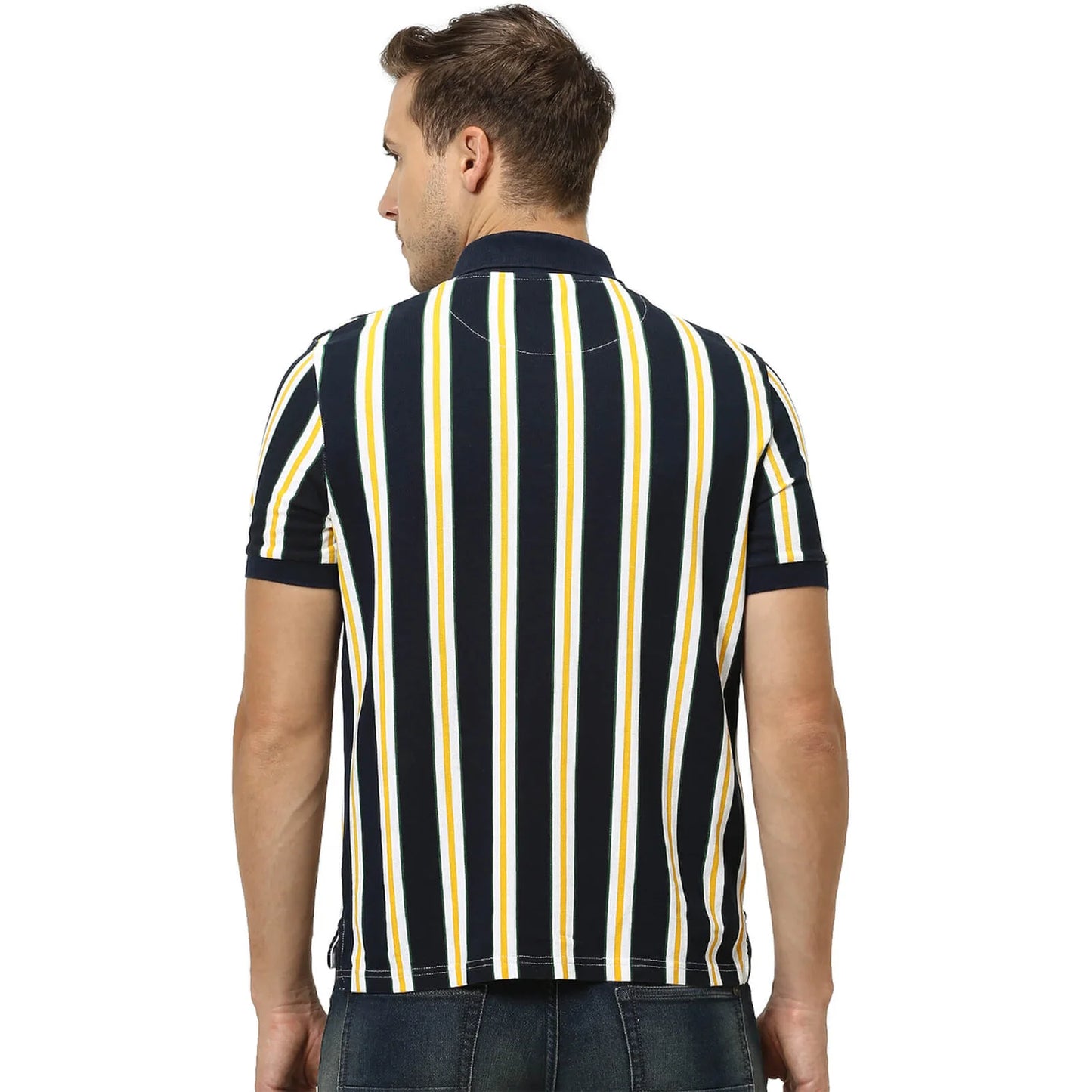 Blue Striped Cotton Polo