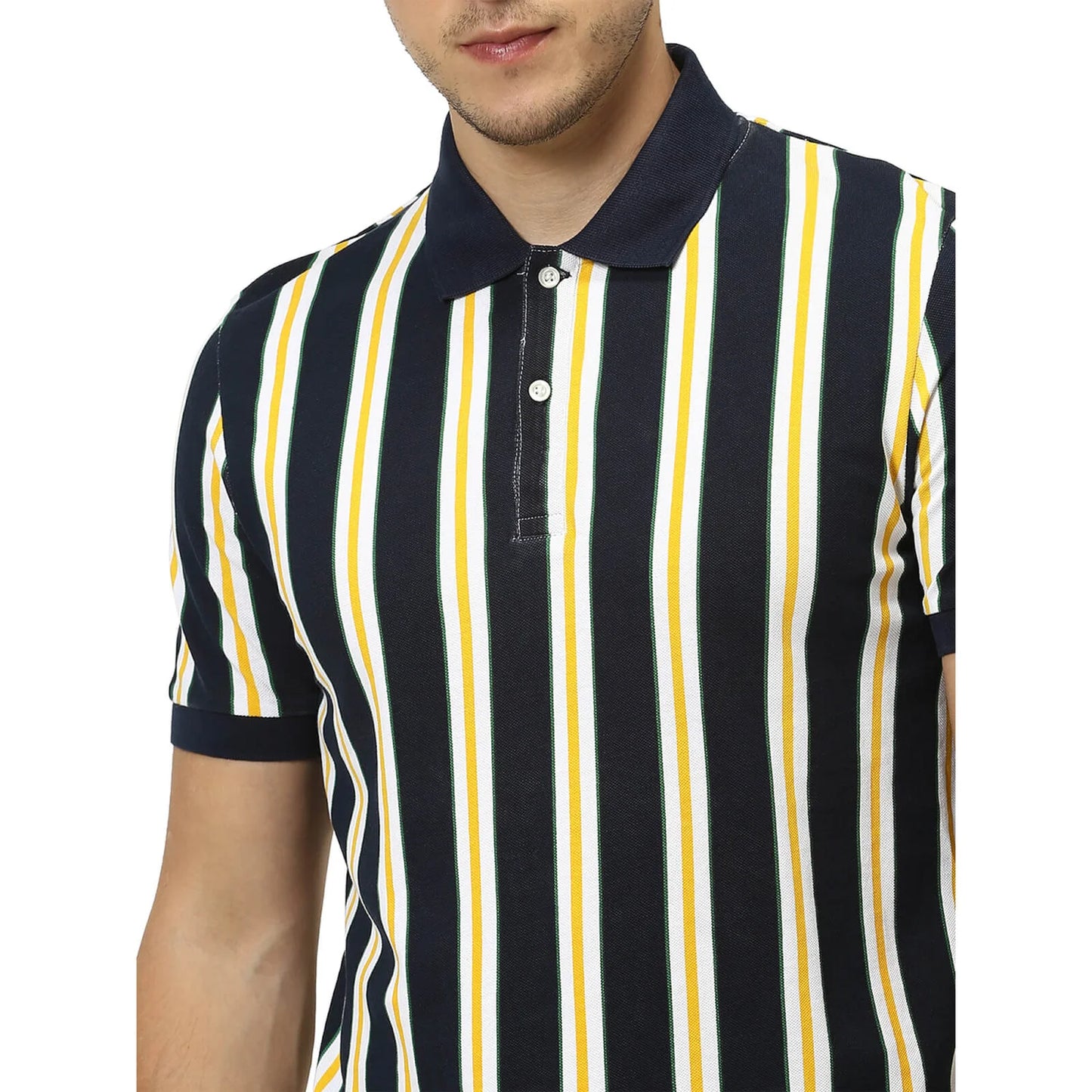 Blue Striped Cotton Polo