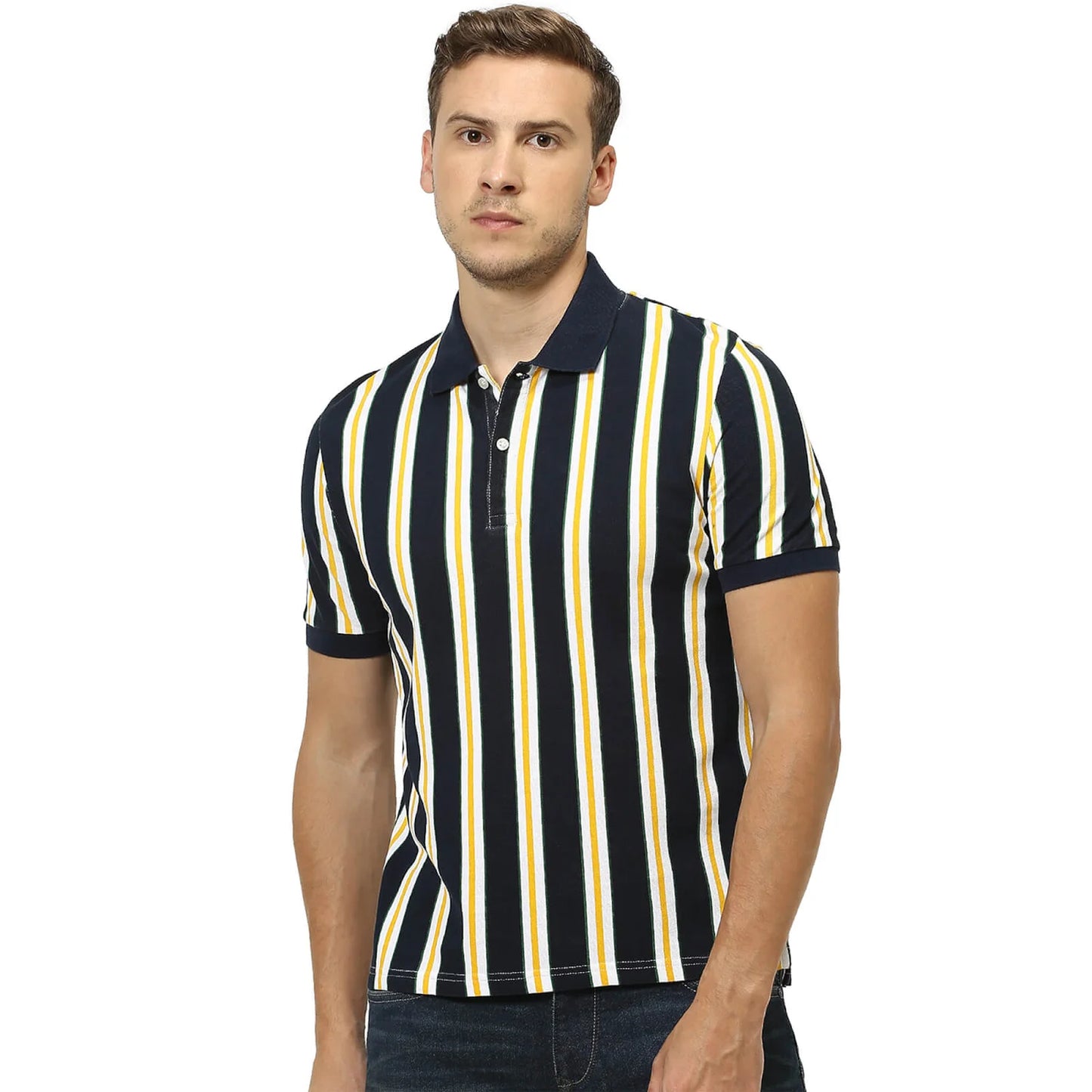 Blue Striped Cotton Polo