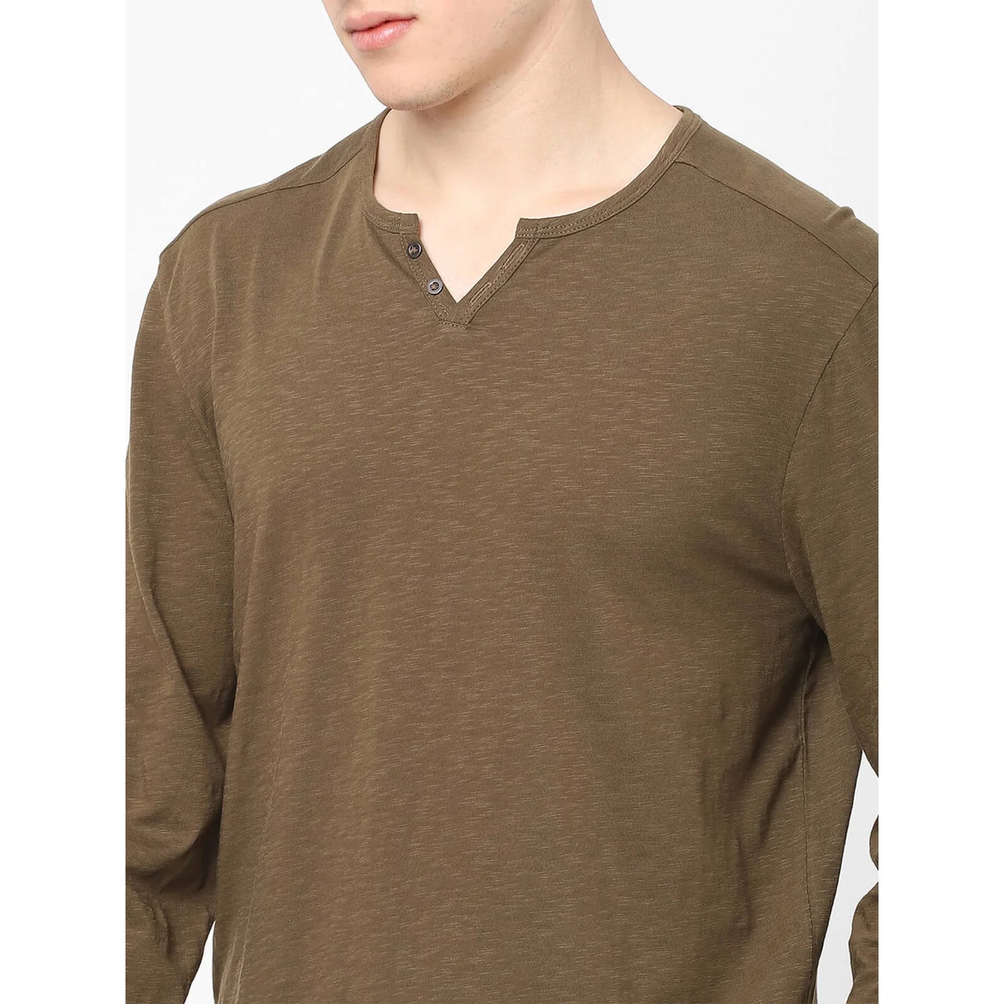 Brown Solid Polyester T-shirt