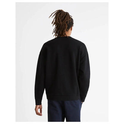 Black Solid Cotton Blend Sweatshirt