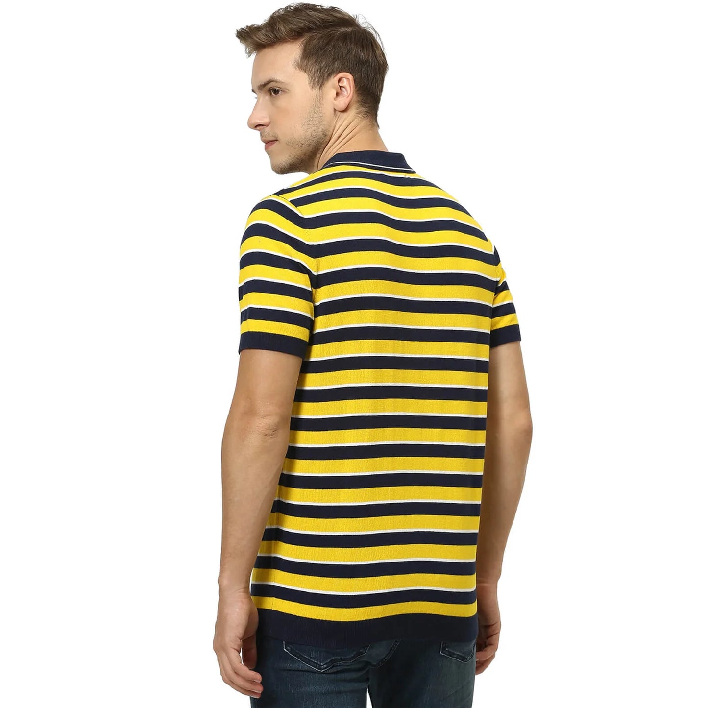 Yellow Striped Cotton Polo