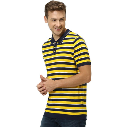 Yellow Striped Cotton Polo