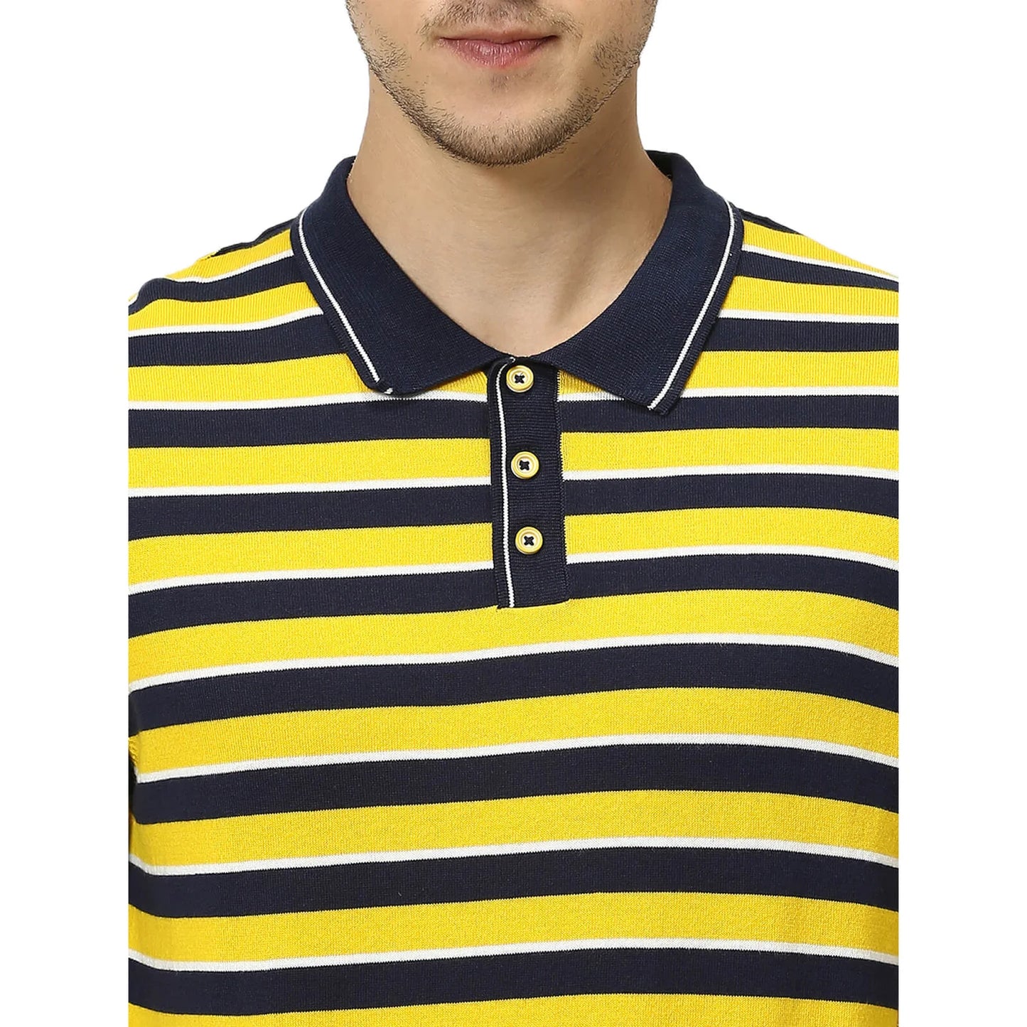 Yellow Striped Cotton Polo