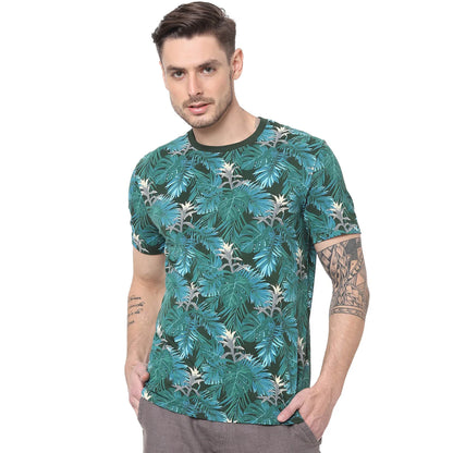 Green Floral Cotton T-shirt