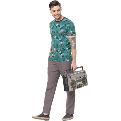 Green Floral Cotton T-shirt