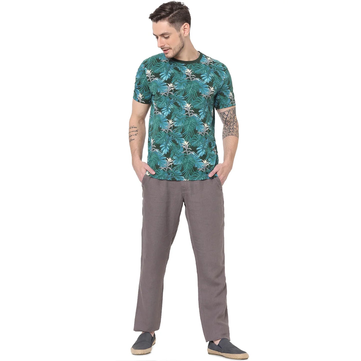 Green Floral Cotton T-shirt