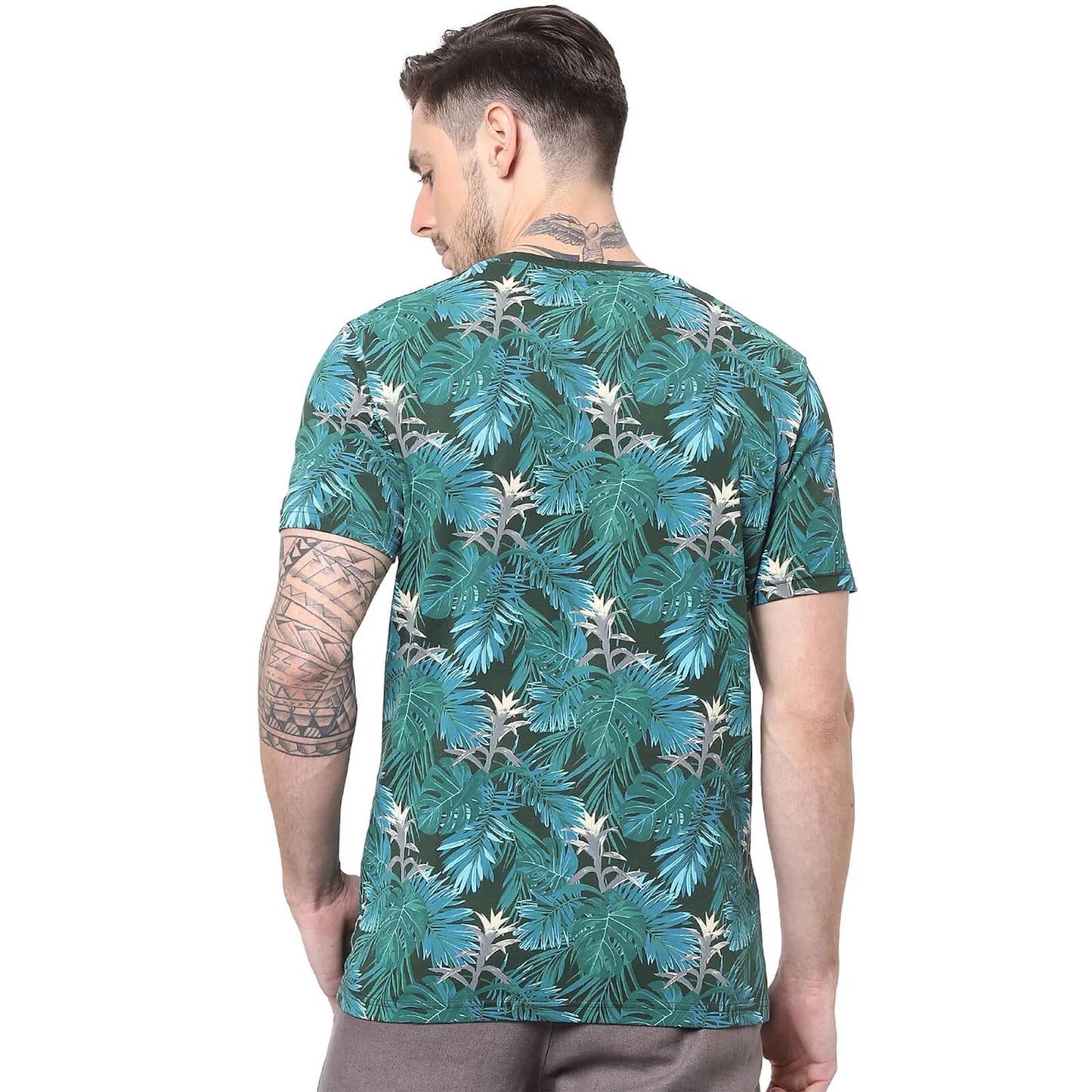 Green Floral Cotton T-shirt