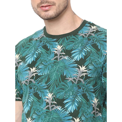 Green Floral Cotton T-shirt