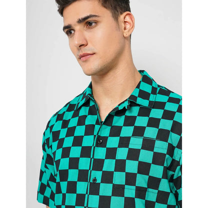 Demon Slayer - Green Checks Cotton Shirt