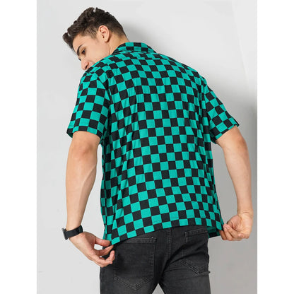 Demon Slayer - Green Checks Cotton Shirt