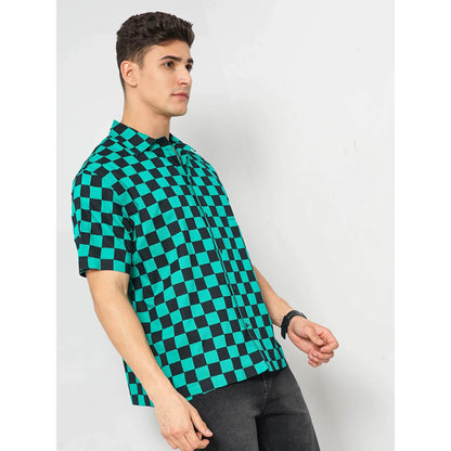 Demon Slayer - Green Checks Cotton Shirt