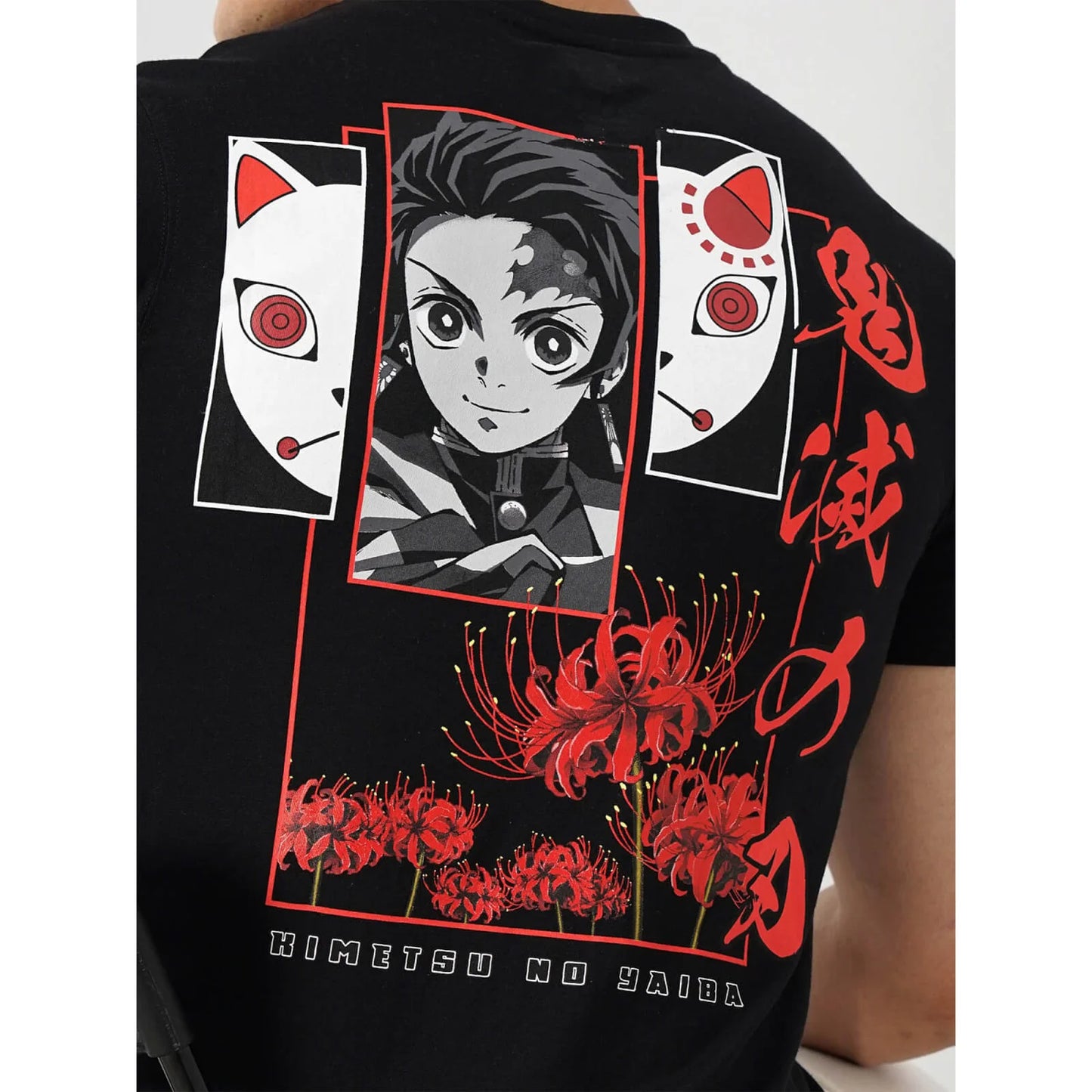 Demon Slayer - Black Printed Cotton T-shirt