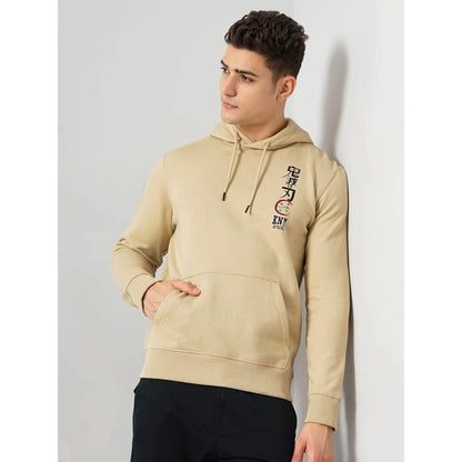 Demon Slayer - Beige Graphic Printed Cotton Hooded Sweatshirt