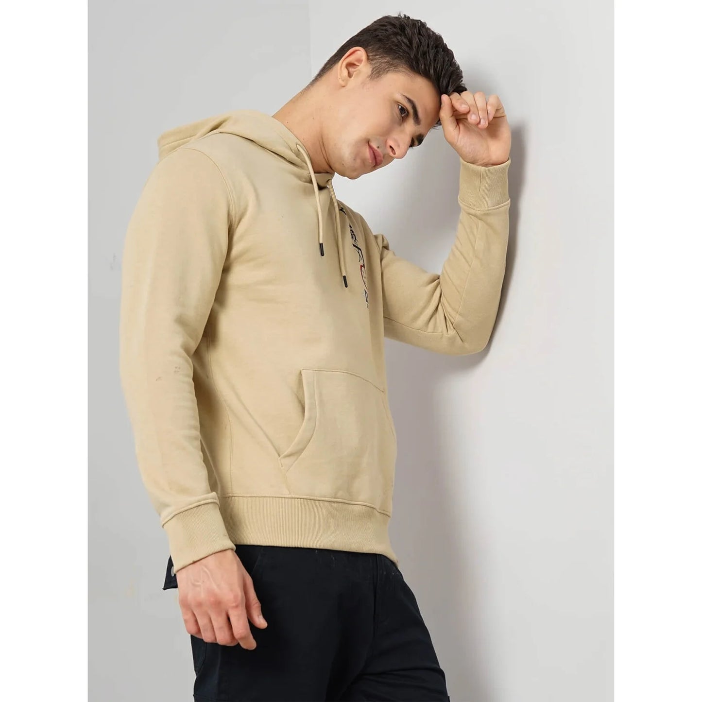 Demon Slayer - Beige Graphic Printed Cotton Hooded Sweatshirt