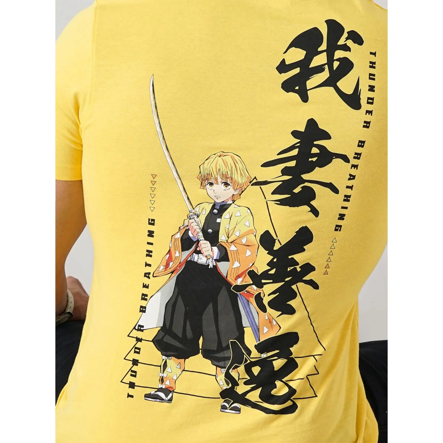 Demon Slayer - Yellow Printed Cotton T-shirt