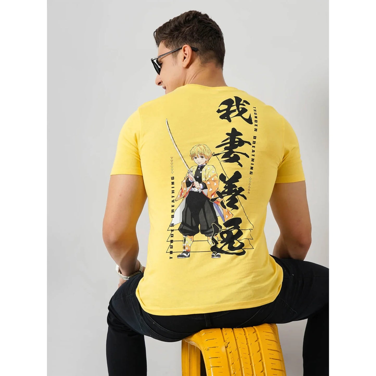 Demon Slayer - Yellow Printed Cotton T-shirt