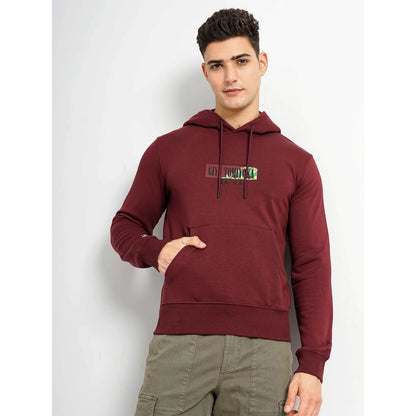 Demon Slayer - Burgundy Graphic Printed Cotton Hooded Sweatshirt