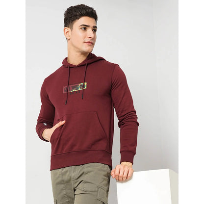 Demon Slayer - Burgundy Graphic Printed Cotton Hooded Sweatshirt