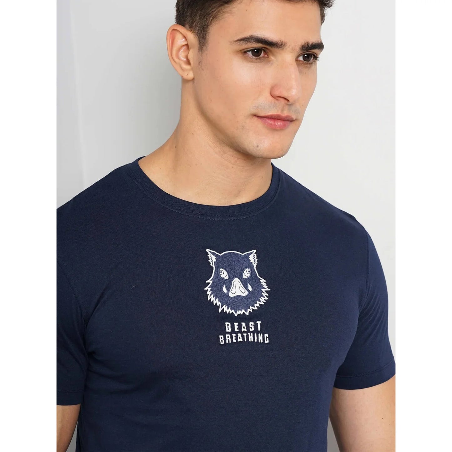 Demon Slayer - Navy Printed Cotton T-shirt