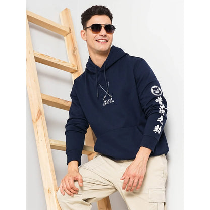 Demon Slayer - Navy Graphic Printed Cotton Hooded Sweatshirt