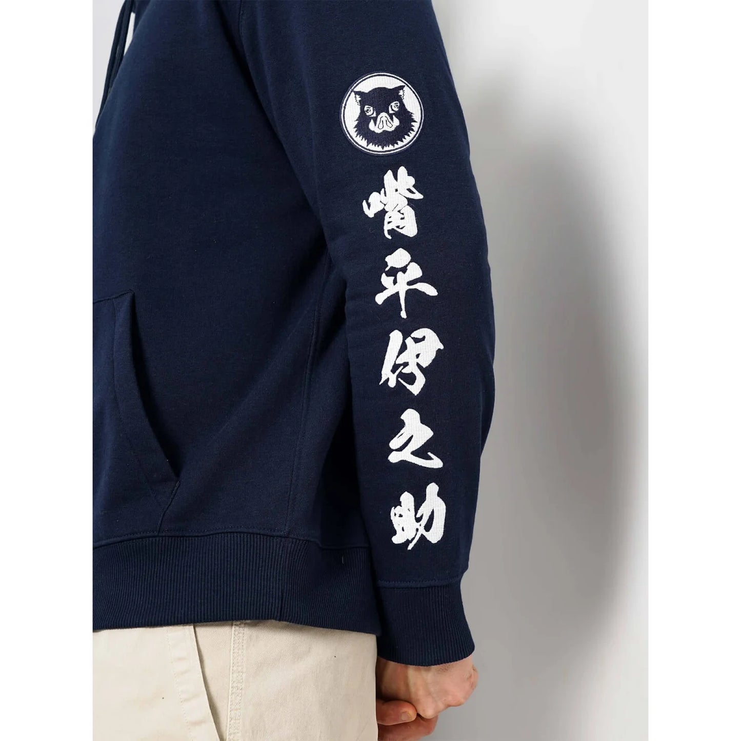 Demon Slayer - Navy Graphic Printed Cotton Hooded Sweatshirt