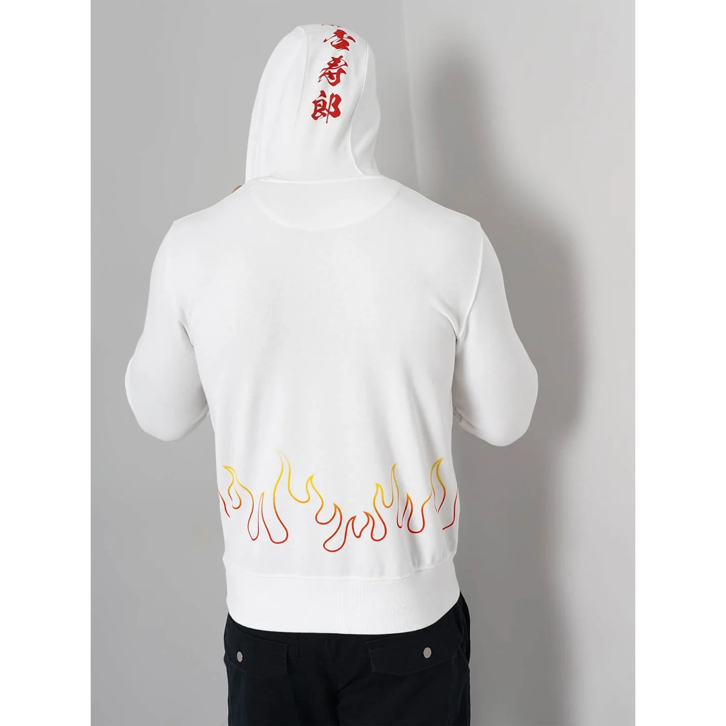 Demon Slayer - Optical White Graphic Printed Cotton Hooded Sweatshirt