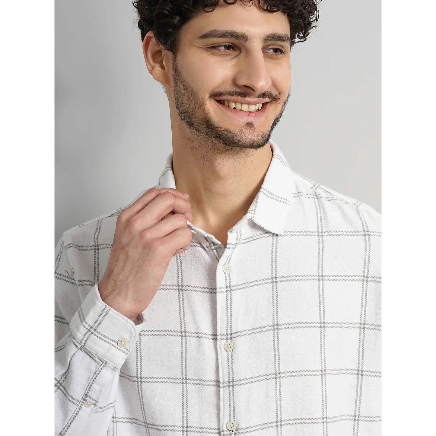 White Checked Cotton Shirt