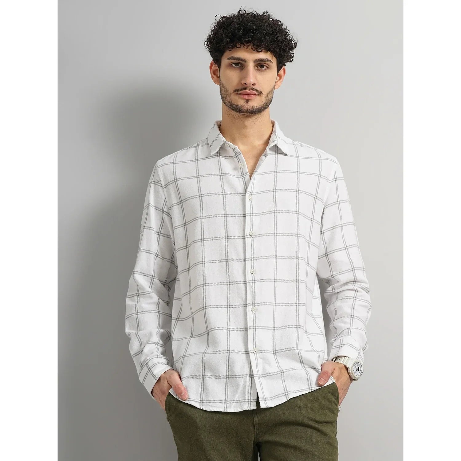 White Checked Cotton Shirt