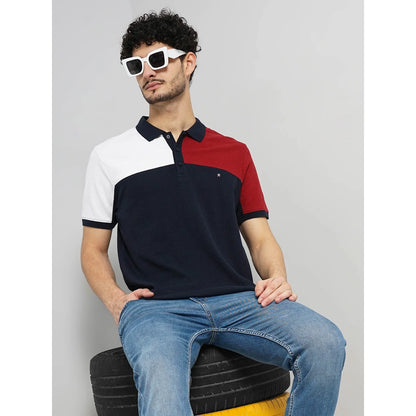 Cream Colourblock Cotton Polo