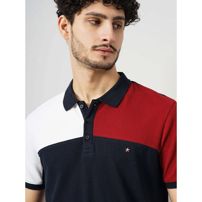 Cream Colourblock Cotton Polo