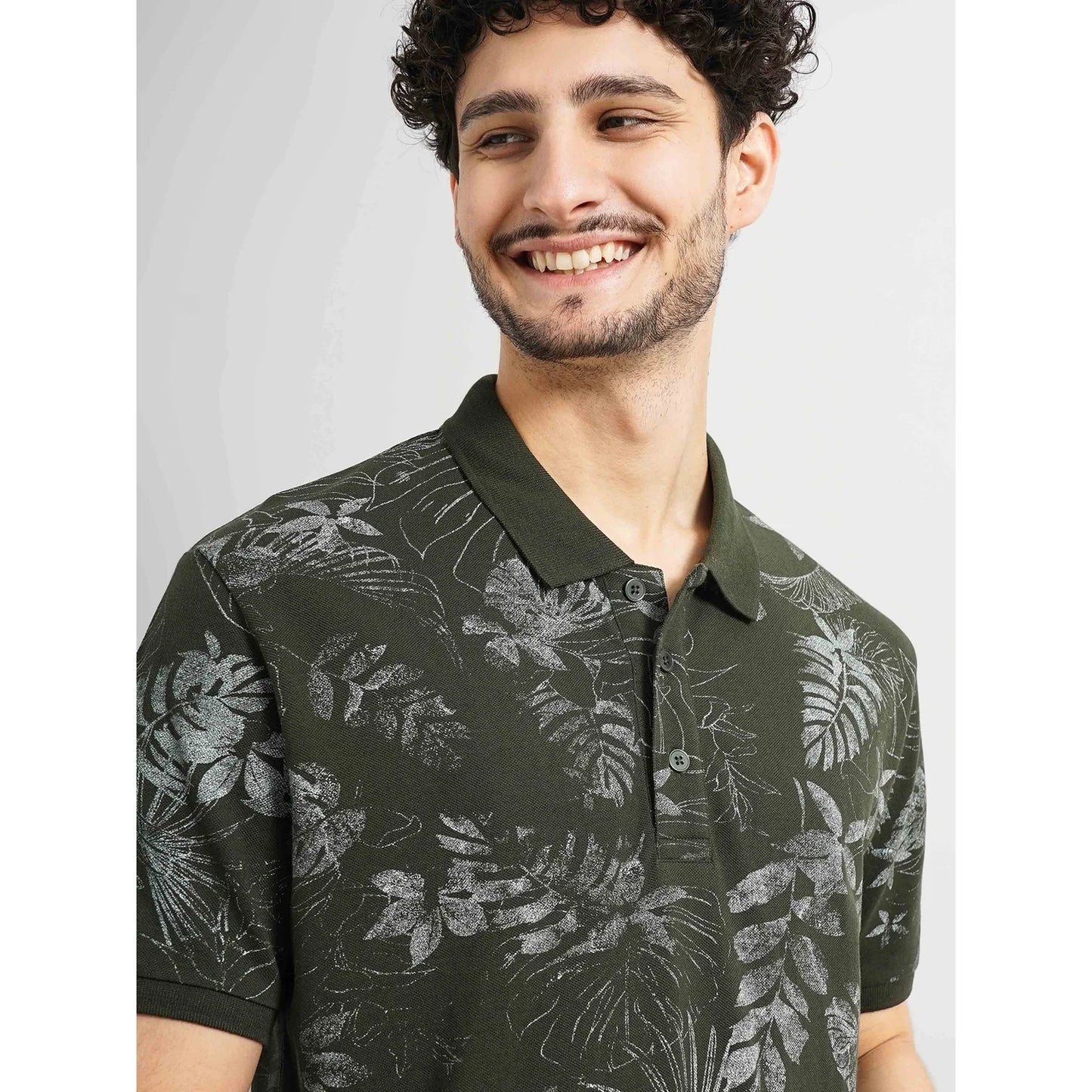 Cream Floral Cotton Polo