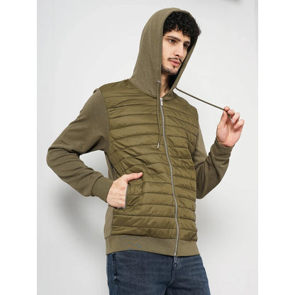 Olive Solid Cotton-Poly-Blend Jacket