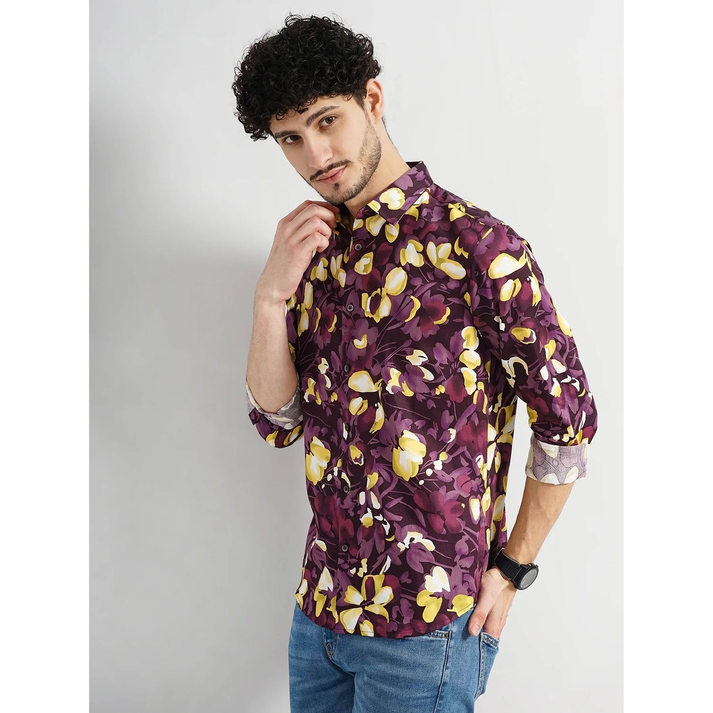 Cream Floral Cotton Shirt