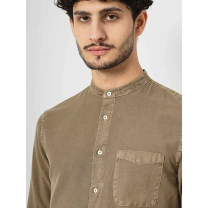 Cream Solid Cotton Shirt