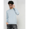 Celio* Solid Regular Fit Cotton Light Blue Sweater