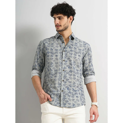 Cream Printed Cotton Shirt