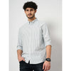 Celio* Striped Regular Fit Cotton Blue Shirt