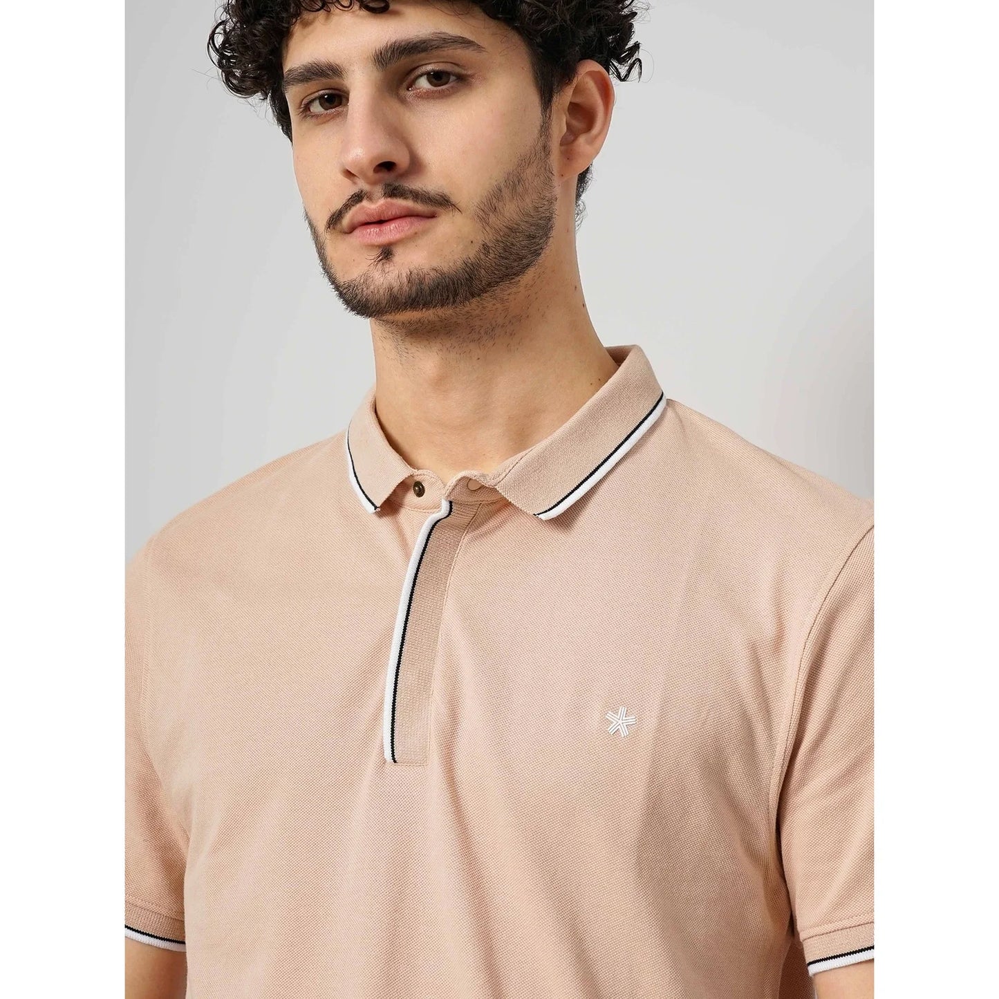 Cream Solid Cotton Polo