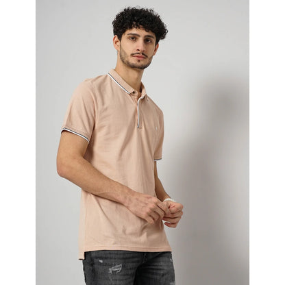 Cream Solid Cotton Polo